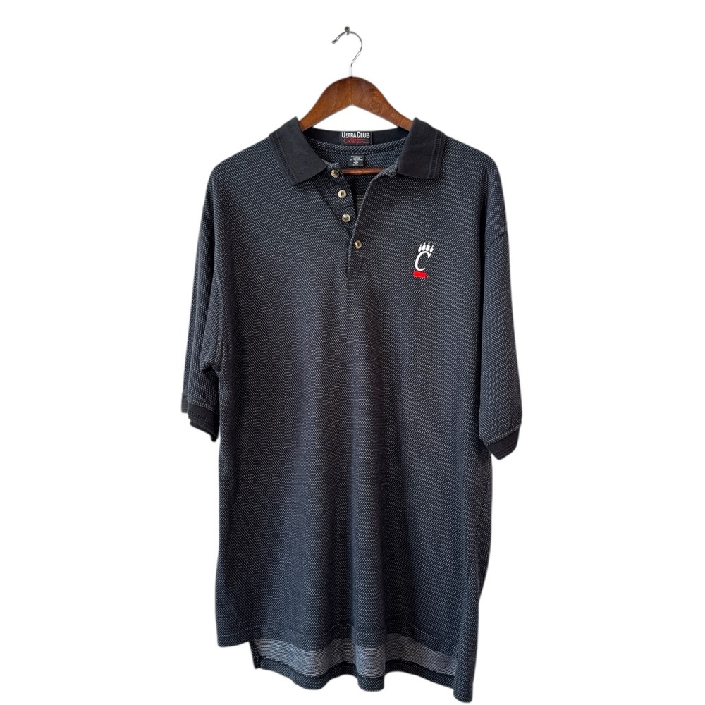 Gray and Black Polo Shirt with Embroidered University of Cincinnati Bearcats‎